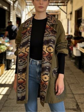 Desigual Southwestern Chore Jacket Barn Jacket Size 12 EUC